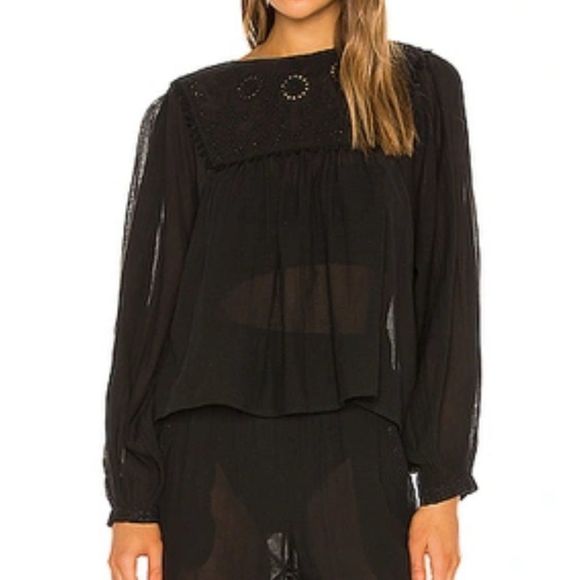 NWT Free People Valencia Top and Pant Cotton Blend Two-Piece Set in Black - Picture 4 of 6